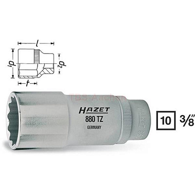 Головка торцевая длинная 12-гранная 3/8" 13 мм HAZET 880TZ-13