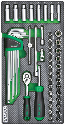 Набор головок и аксессуаров 1/4", 50 пр. в мягком ложементе TOPTUL  GEA5004